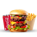 Double Cheese Burger, Chips & Can 