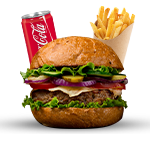 Beef Burger Chips & Can 